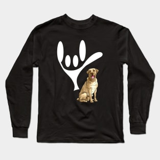 ASL Sign Language Love Yellow Labrador Retrievers Long Sleeve T-Shirt